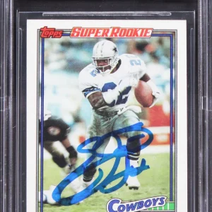 Cowboys Emmitt Smith Authentic Signed 1991 Topps #360 Card Auto 10! BAS Slabbed