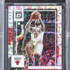 Bulls Coby White Signed 2022 Donruss Optic Premium Box Set #90 Card BAS Slabbed