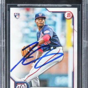 Nationals Josiah Gray Authentic Signed 2022 Bowman #18 Rookie Card BAS Slabbed