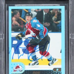Avalanche Rob Blake Signed 2001 O-Pee-Chee #71 Card Auto Graded 10! BAS Slabbed