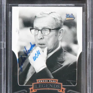 UCLA John Wooden "UCLA" Signed 2006 Press Pass Legend #68 Card Auto 10! BAS Slab
