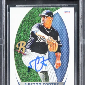Yankees Nestor Cortes Signed 2018 Scranton/WB Rail #8 RC Card Auto 10! BAS Slab