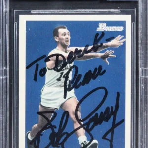 Celtics Bob Cousy "Peace" Signed 2009 Bowman 48 #83 Card Auto 10! BAS Slabbed
