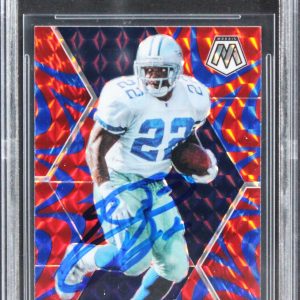Cowboys Emmitt Smith Signed 2020 Panini Mosaic React Blue #84 Card BAS Slabbed
