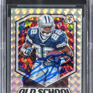 Cowboys Emmitt Smith Signed 2020 Panini Mosaic Old School #8 Card BAS Slabbed