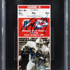 Tony Gonzalez Signed "1st NFL TD!" 1997 Ticket Stub Grade EX 5 Auto 10! PSA Slab