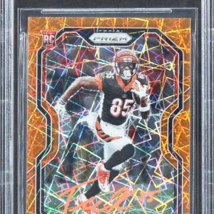 Bengals Tee Higgins Signed 2020 Panini Prizm Orange Lazer #308 RC BAS Slabbed