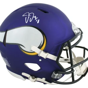 Vikings Justin Jefferson Signed Full Size Speed Proline Helmet BAS Witnessed