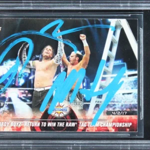 Jeff Hardy/Matt Hardy Signed 2018 Topps WWE Road To WM #25 Card BAS Slabbed