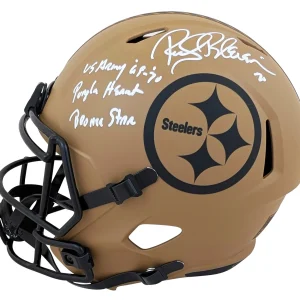 Steelers Rocky Bleier "3x Insc" Signed STS II F/S Speed Rep Helmet BAS Witness 2