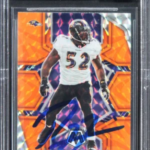 Ray Lewis Signed 2022 Panini Mosaic Reactive Orange #19 Card Auto 10! BAS Slab