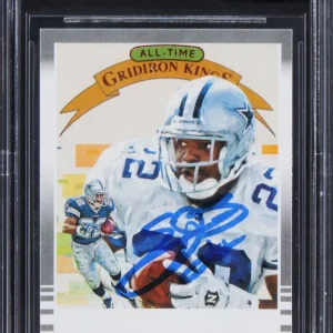 Emmitt Smith Signed 2019 Donruss AT Gridiron Kings #10 Card Auto 10! BAS Slabbed