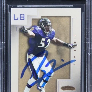 Ravens Ray Lewis Signed 2001 Fleer Showcase #23 Card Auto Graded 10! BAS Slabbed