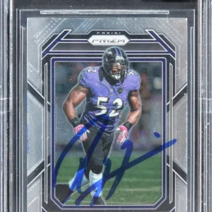 Ravens Ray Lewis Signed 2022 Panini Prizm #27 Card Auto Graded 10! BAS Slabbed