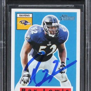 Ravens Ray Lewis Signed 2001 Topps Heritage #1 Card Auto Graded 10! BAS Slabbed