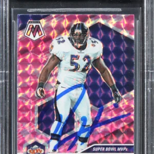 Ray Lewis Signed 2021 Panini Mosaic Camo Pink #290 Card Auto Gem 10! BAS Slabbed