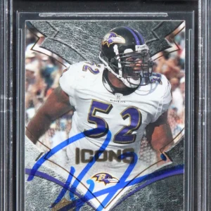 Ravens Ray Lewis Signed 2008 Upper Deck Icons #7 Card Auto Mint 10! BAS Slabbed