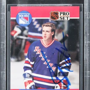 Rangers Bernie Nicholls Authentic Signed 1990 Pro Set #204 Card BAS Slabbed