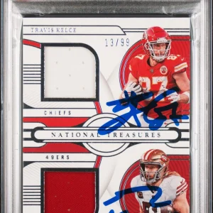 Travis Kelce & George Kittle Signed 2022 NT GC Mat #TETD Card Grade 9 PSA Slab 1