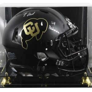 Colorado Travis Hunter "24 HT" Signed Black F/S Speed Proline Helmet W/ Case BAS