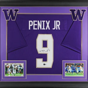 Washington Michael Penix Jr. Signed Purple Pro Style Framed Jersey BAS Witness 2