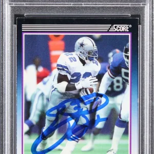 Cowboys Emmitt Smith Signed 1990 Score #101T Rookie Card Auto 10! PSA/DNA Slab