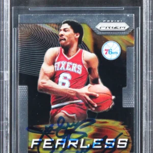 76ers Julius "Dr. J" Erving Signed 2019 Panini Prizm Fearless #17 Card BAS Slab