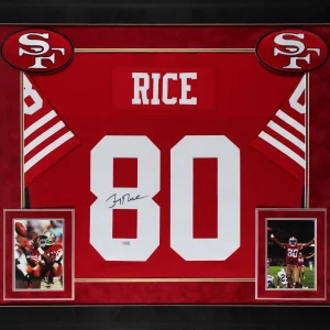 49ers Jerry Rice Authentic Signed Red Mitchell & Ness Framed Jersey Fanatics