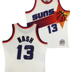 Suns Steve Nash Signed Cream M&N 1996-97 HWC Swingman Jersey BAS Witnessed