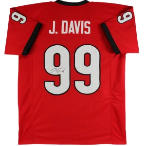 Georgia Jordan Davis Authentic Signed Red Pro Style Jersey JSA Witness