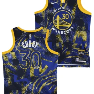 Warriors Stephen Curry Authentic Signed Blue Nike Select Jersey BAS Witnessed