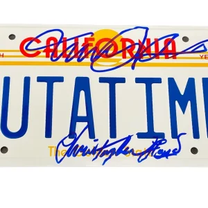 Michael J Fox Christopher Lloyd Signed Back To The Future License CA Plate BAS