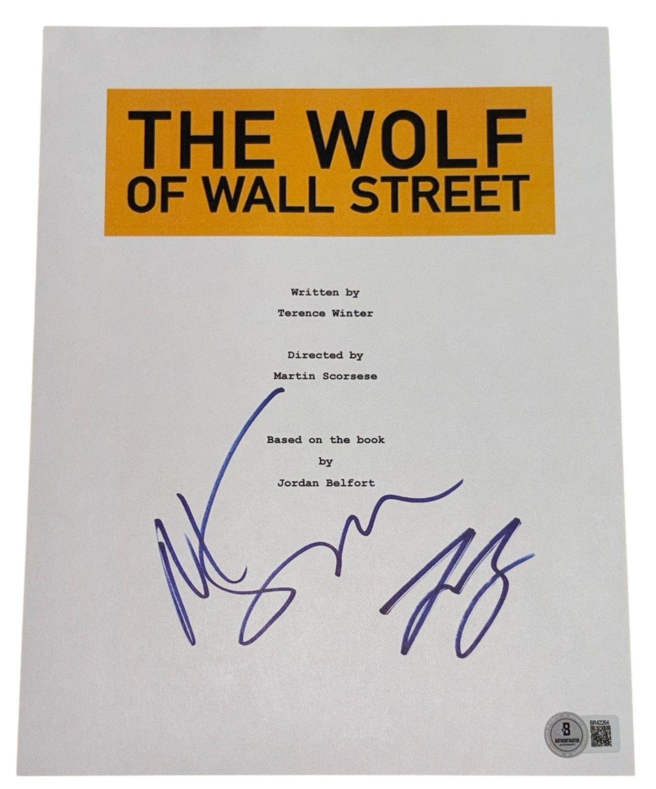 Wallie Script Leonardo DiCaprio Martin Scorsese Signed The Wolf of Wall Street Script ...
