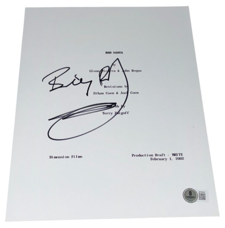 Billy Bob Thornton Signed Autograph Bad Santa Movie Script Screenplay Beckett