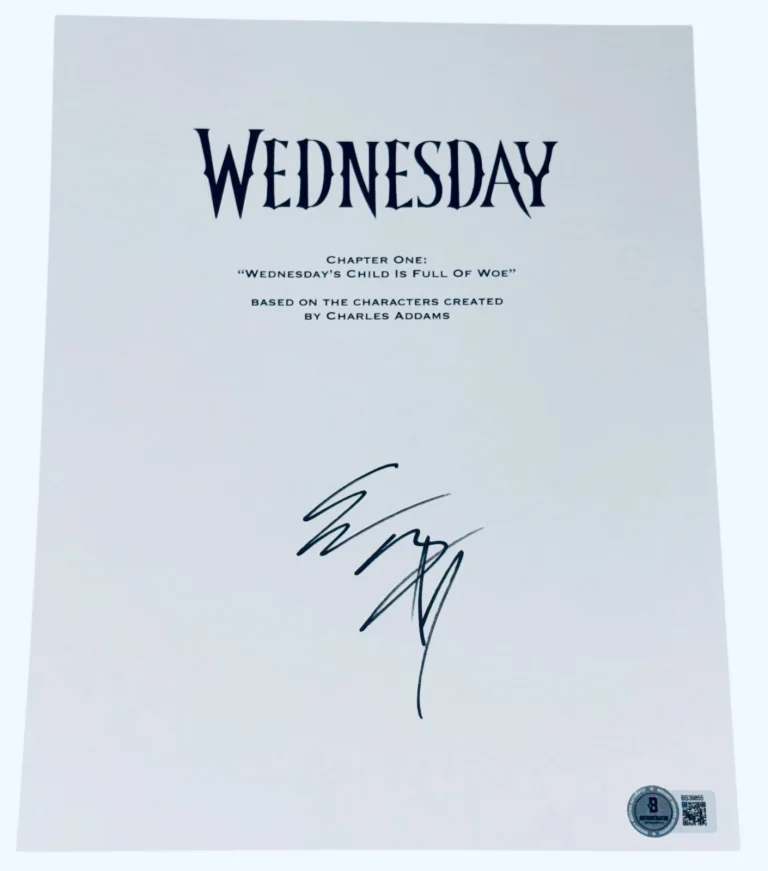 Emma Myers Signed Autograph Wednesday Addams Pilot Script Screenplay Beckett BAS
