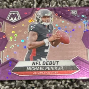 Panini Mosaic 2024 Michael Penix Jr RC Purple Disco 7/50 Nfl Debut Falcons #274