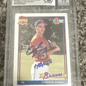 Chipper Jones Signed 1991 Topps RC Beckett Authentic 10 Auto Grade HOF 18 INSC