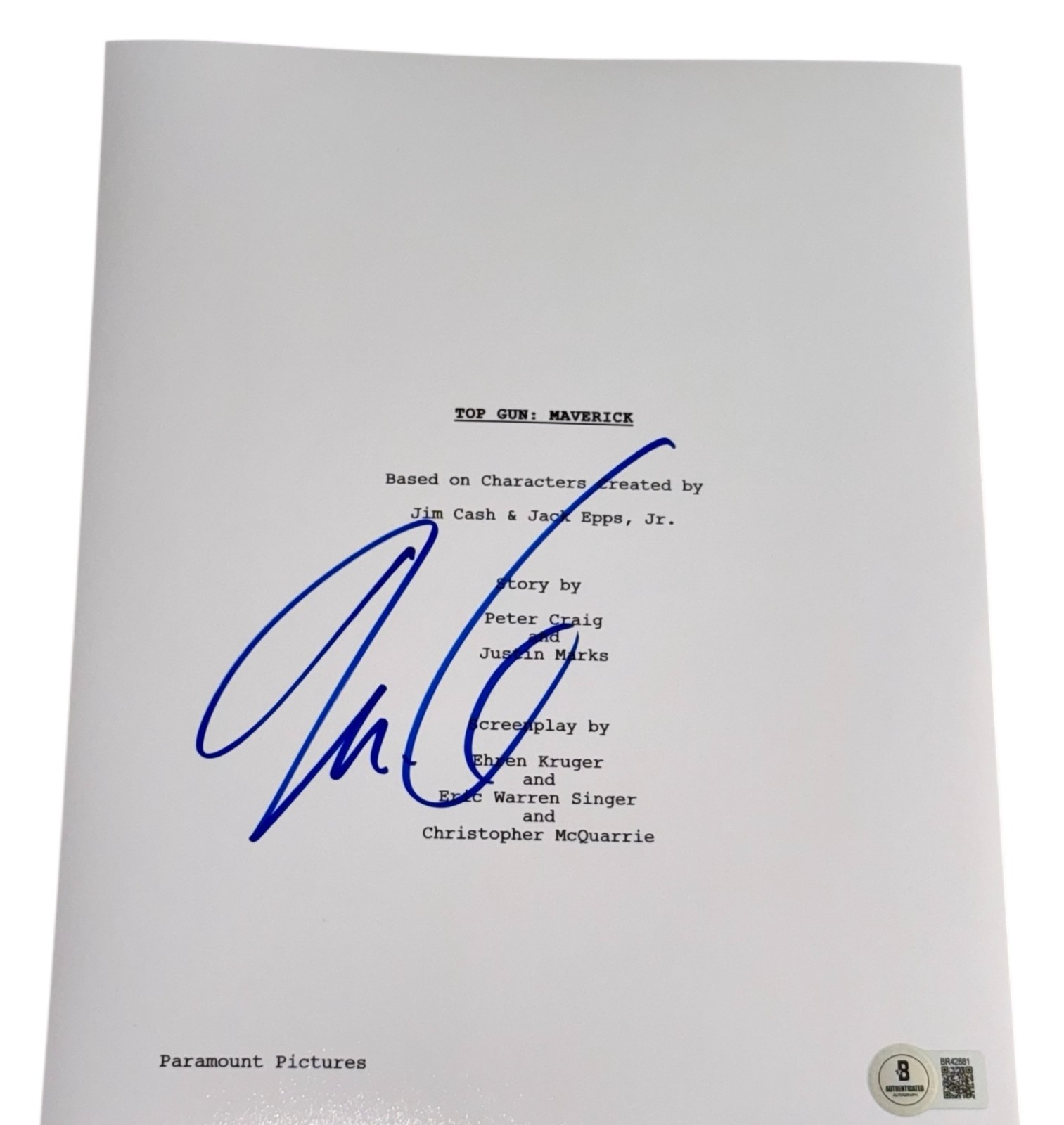 Christopher McQuarrie Signed Autograph Top Gun Maverick Full Script