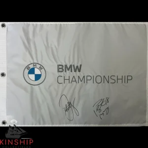 Peyton Manning & John Elway signed BMW Championship Golf Flag JSA COA Auto G97