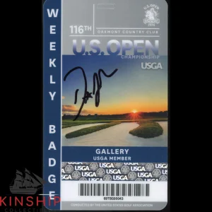 Dustin Johnson signed 2016 US Open Badge JSA COA LIV Masters Golf Auto Z1902