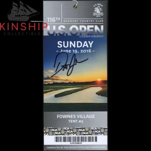 Dustin Johnson signed 2016 US Open Ticket JSA COA LIV Masters Golf Auto Z1903