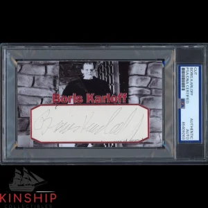 Boris Karloff signed Cut 3x5 Custom Card PSA DNA Slab Frankenstein Auto C3760