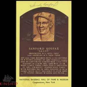 Sandy Koufax signed Yellow HOF Plaque JSA COA Dodgers Baseball Auto Z2066