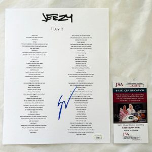 Young Jeezy Signed Lyric Sheet JSA 3 COA