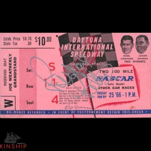 Richard Petty signed 1966 Daytona Ticket JSA COA Two 100 Mile Race Event Z2064