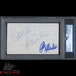 Pat Morita & Ralph Macchio signed 3x5 Cut PSA DNA Slab Karate Kid Auto C3628