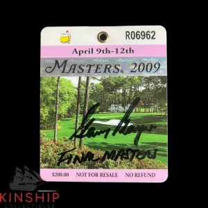 Gary Player signed 2009 Masters Badge JSA COA Inscribed "Final Masters" Z2168
