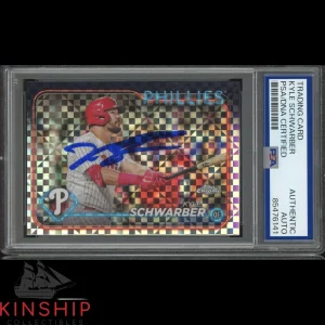 Kyle Schwarber signed 2024 Topps Chrome Card PSA DNA Slab Phillies Auto C3982