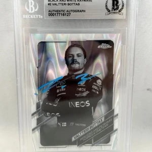 Valtteri Bottas Signed Card 2021 Topps Chrome Black & White #2 F1 Mercedes Be...