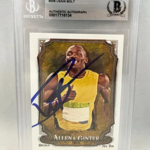Usain Bolt Signed Card 2024 Allen & Ginter #208 Beckett BAS 5 COA